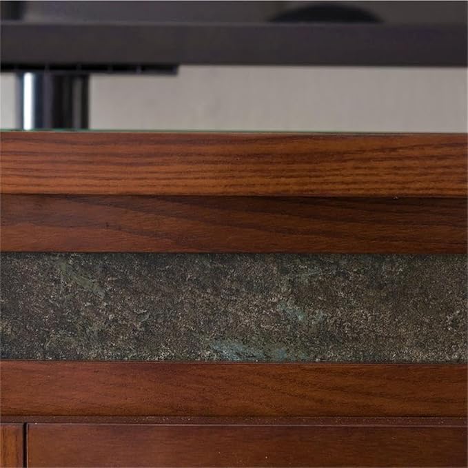 Leick Home 89360 Rustic Oak TV Stand with Slate Tiles and Enclosed Storage for 65" TV, Distressed Rustic Autumn - Image 9