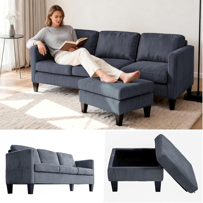 L Shaped Couch, Convertible Sleeper Sofa Bed with Chaise Lounge Storage, Sectional Couches for Living Room, Lounge Sectional Couch for Apartment and Small Spaces, Gray