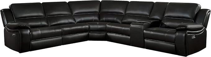 Lexicon Pfeiffer 6-Piece Modular Power Reclining Sectional Sofa, Dual-End Recliner, Dark Brown