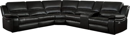 Lexicon Pfeiffer 6-Piece Modular Power Reclining Sectional Sofa, Dual-End Recliner, Dark Brown