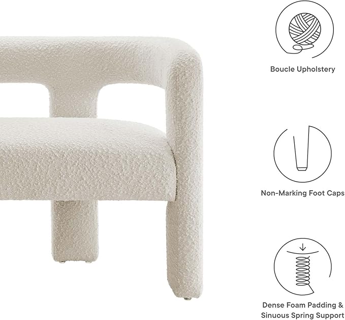 Modway EEI-6477-IVO Kayla Boucle Upholstered Loveseat, Ivory