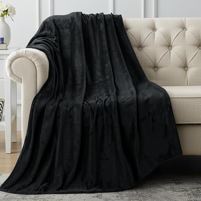 Utopia Bedding Fleece Blanket Throw XL Size Black (50x70 Inches) Ultra Soft Warm Lightweight Anti-Static Cozy Blanket for Bed, Couch, Sofa and Chair, All-Season Home Decor Gift for Men & Women