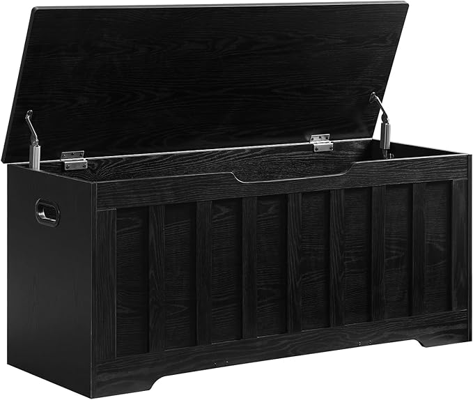 VANKILEY 43.3" Storage Chest Extra Large,Storage Trunk with 2 Safety Hinges,Wooden Storage Bench,Shoe Bench,43.3x15.7x19.1 Inch,Easy Assembly,Storage Bench for Bedroom,Living Room,entryway(Black). by Unknown