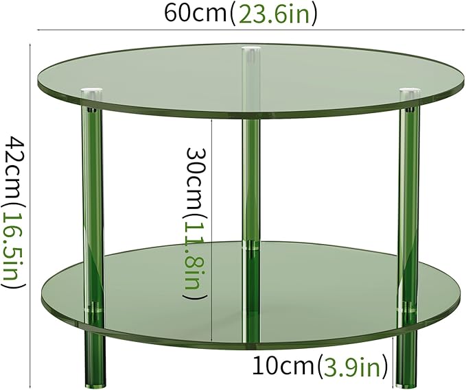 Acrylic Coffee Table, Small Round Modern Coffee Table for Living Room, Green