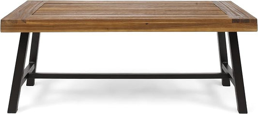Christopher Knight Home Carlisle Outdoor Acacia Wood Coffee Table, Sandblast/Rustic Metal by ChristopherKnightHome
