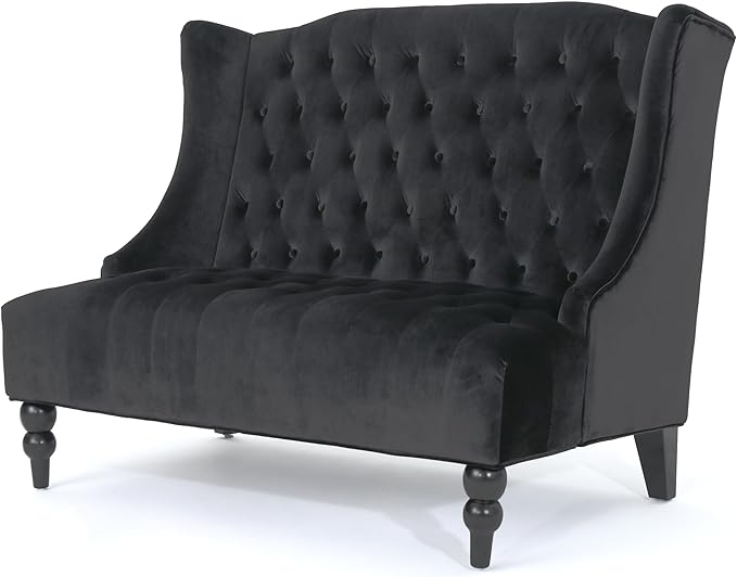 Merax Loveseat Sofa, Classic 2 Seater Couch for Living Room Bedroom Office, Black