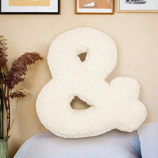 Letter Plush Pillow, Letter Hugging Throw Pillows, Decorative Initial Letter Shaped Throw Pillows for Bed Couch, Letter Pillows English Alphabet A to Z for Sofa Bedroom Living Room Decor (&)