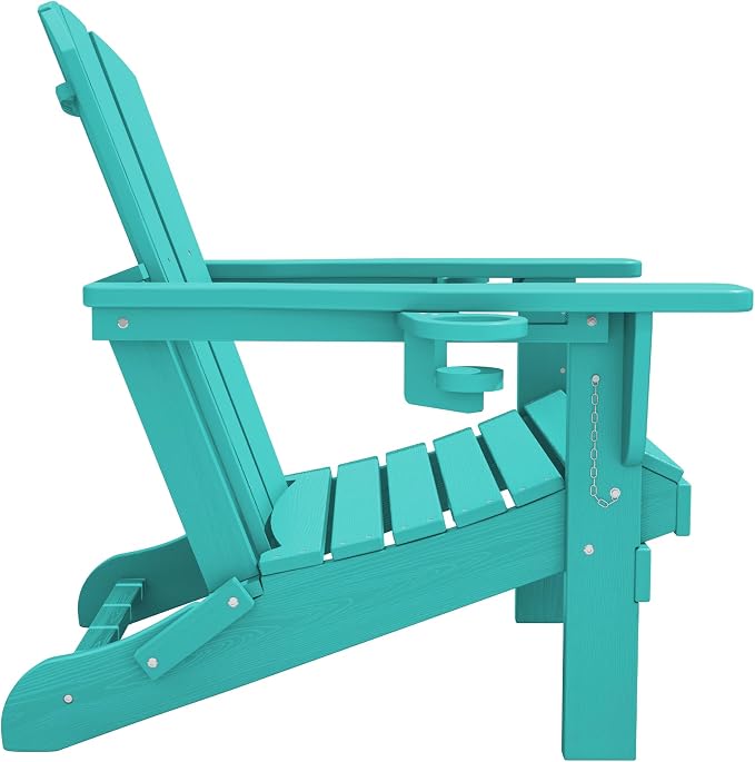 SERWALL Adirondack Chair with Cup Holders - Composite Adirondack Chairs Set of 2 HDPE Outdoor Chairs All Weather Use- Aruba - Image 12