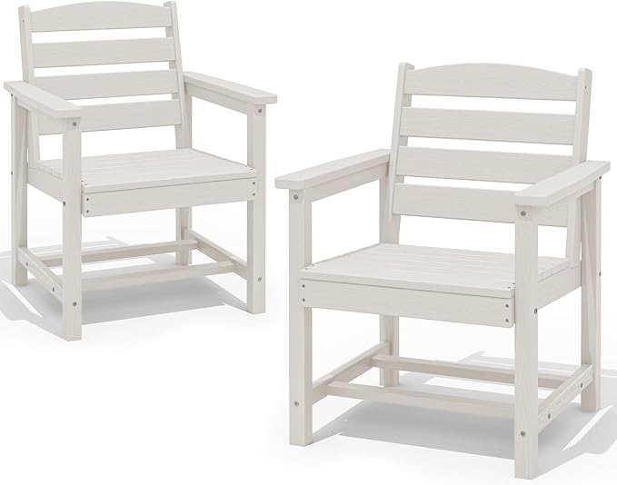 SERWALL Patio Dining Chair Set of 2, White by SERWALL