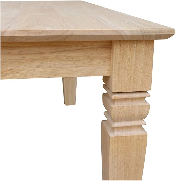 International Concepts, 18"H Java Square Coffee Table, Farmhouse, Living Room Furniture, Sturdy Solid Parawood, Paint or Stain in Any Color, Easy Assembly, Unfinished