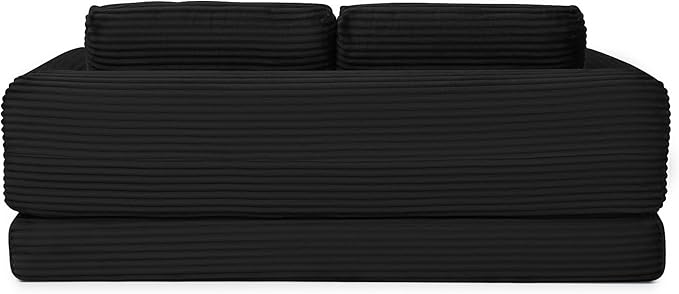 Foldable Boneless Love Seat Couches in a Box, Modern Floor Foam Sleeper Sofa Bed 2-in-1 Convertible Cloud Sofa for Home Apartments Bedroom