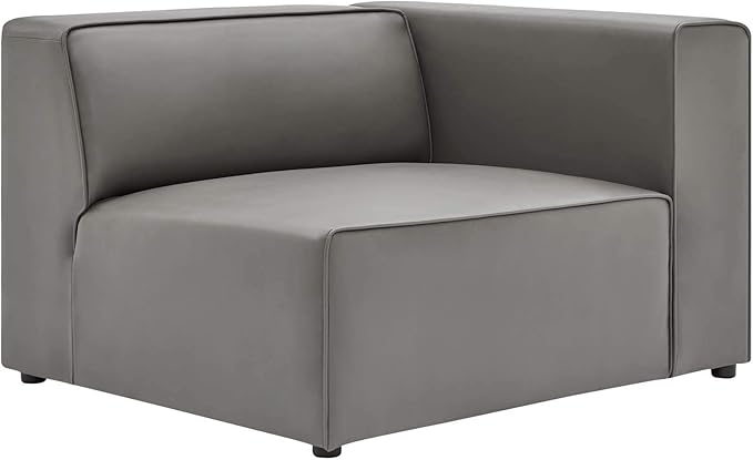 Modway Mingle Vegan Leather Sectional Sofa Right-Arm Chair in Gray
