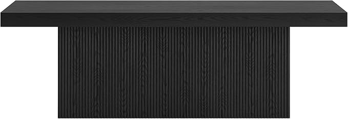 Henn&Hart 48" Fluted Low-Profile Rectangular Coffee Table with Ribbed Base for Living Room, Family Room, or Office, Natural Black