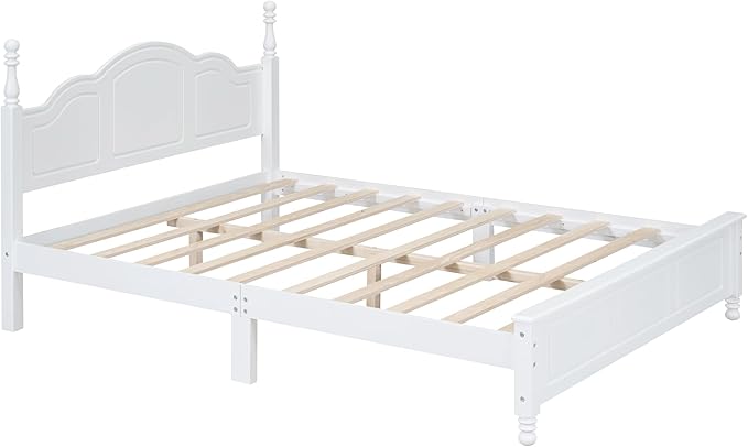 Harper & Bright Designs 3 Pieces Queen Bedroom Sets, Wooden Queen Size Platform Bed Frame with 2 Nightstands, Retro Design Queen Bedroom Furniture Sets, Easy to Assemble,White