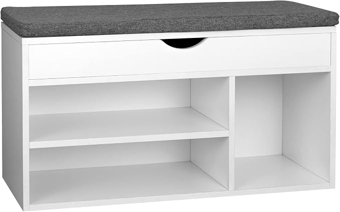 WelFurGeer Shoe Bench with Storage, White Shoe Storage Bench, Entryway Bench with Storage, Entryway Shoe Storage Bench White + Gray by WelFurGeer