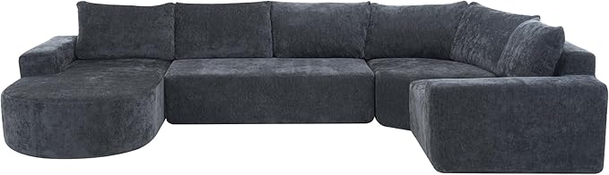 Ball & Cast Oversized Modular Sectional Sofa Cloud Couch,141.7" Modern Upholstered Couch w/Deep Seat Comfy Couches,Minimalist Sleeper Sofas,for Living Room,Apartment,Grey