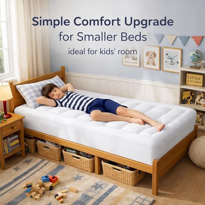 ELEMUSE 3 Inch Twin Size Dual Layer Memory Foam Mattress Topper, Extra Support Cooling Gel Foam & Soft Pillowtop Pad,Pressure Relief Bed Topper for Kids, Guest Room & Bunk Bed