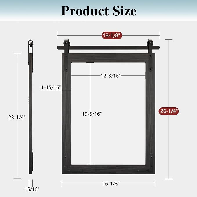 Farmhouse Bathroom Mirror, 18x26 Inch Black Wood Framed Rustic Vanity Mirrors for Wall, Rectangular Wall Decor Mirrors for Bedroom Living Room Entryway - Image 6