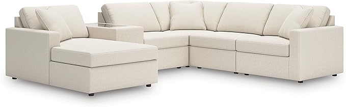 Signature Design by Ashley Casual Modmax Stain Resistant U-Shape Right-Arm Facing 6-Piece Sectional with Chaise and Reversible Cushion, Beige