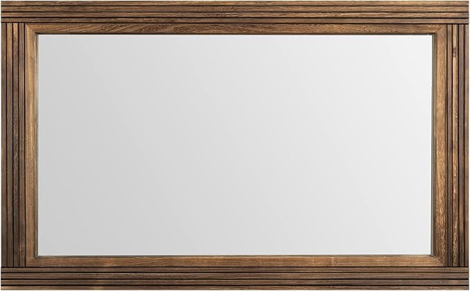 YOSHOOT Hand-Made Wooden Spliced Wall Mirror for Bathroom, Rustic Farmhouse Vanity Mirror, Décor Wall Art, Solid Wood Frame, Vertical or Horizontal Hanging, 53" x 28", Brown - Image 3