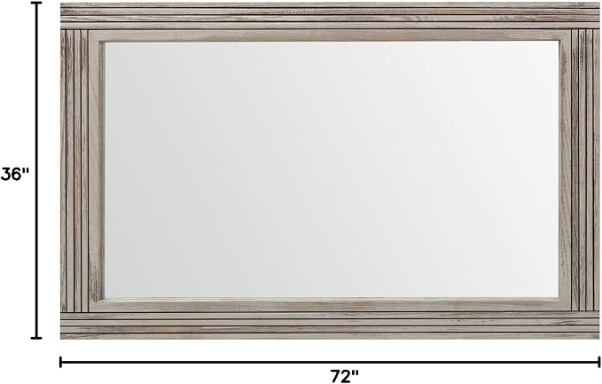 YOSHOOT Hand-Made Wooden Spliced Wall Mirror for Bathroom, Rustic Farmhouse Vanity Mirror, Décor Wall Art, Solid Wood Frame, Vertical or Horizontal Hanging, 72" x 36", Grey - Image 7