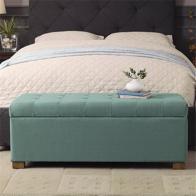 HomePop Large Storage Ottoman Bench with Lift Off Lid, Teal 46" x 18" x 18" - Image 2
