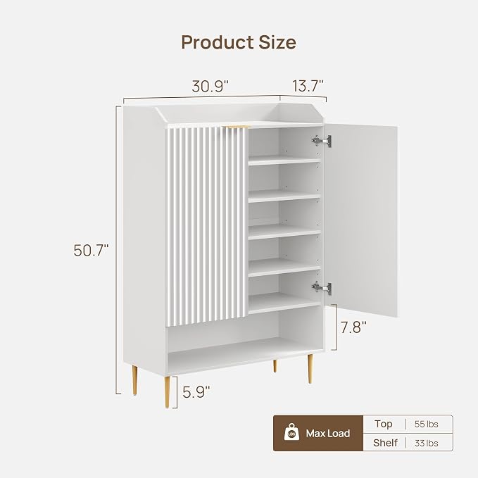 SICOTAS Shoe Cabinet Set of 3-7-Tier Large Shoe Storage Cabinet, 50.7" Tall Entryway Shoe Cabinet Storage with Adjustable Shelves for Entryway Hallway Living Room Front Door, White - Image 2