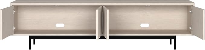 Henn&Hart Fluted TV Stand for TVs up to 85" with 2 Open-Concept Ribbed Storage Cabinets for Living Room, Family Room, or Office, Beech White - Image 5