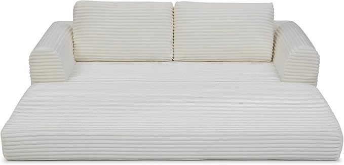 Foldable Boneless Love Seat Couches in a Box, Modern Floor Foam Sleeper Sofa Bed 2-in-1 Convertible Cloud Sofa for Home Apartments Bedroom