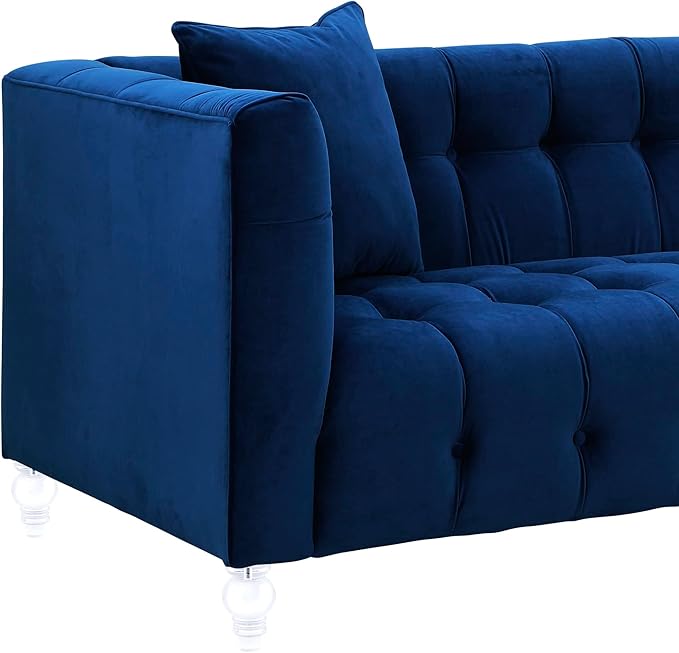 Tov Furniture Bea Velvet Sofa (Navy) | Tufted Design