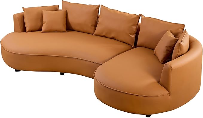 ERYE Luxury Curved Upholstered Sectional Sofa for Living Room, 129" Oversized Unique Curved Leisure Sofa Couch with Right Facing Chaise Lounge & 7 Pillows for Home Apartment