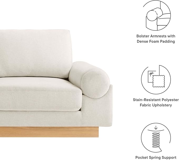 Modway EEI-6401-IVO Oasis Upholstered Fabric Sofa, Ivory
