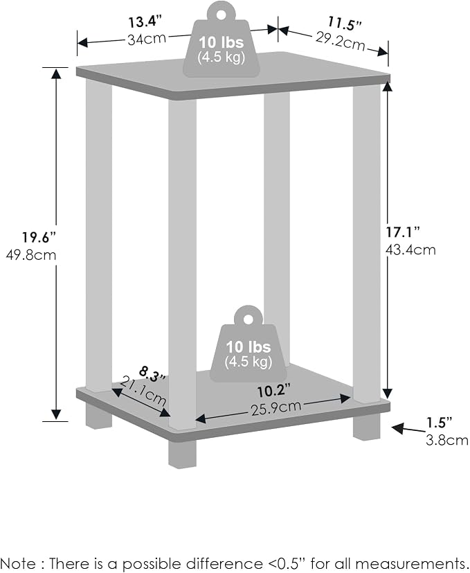 Furinno Simplistic Compact Bedside Table, Nightstand, Espresso/Black (Pack of 2) - Image 2