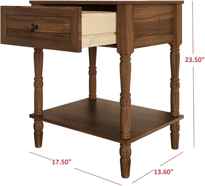 HOME DESIGN Ruston One Drawer Nightstand Set of 2, Black, Spacious Drawer and Open Lower Shelf, Modern Bedroom Furniture - Image 2