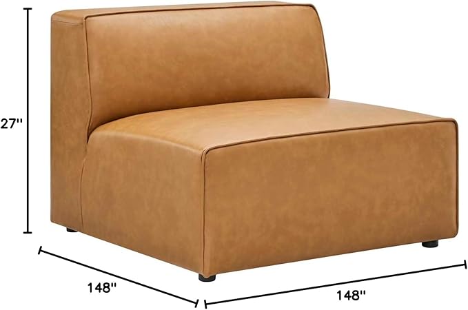 Modway Mingle Vegan Leather 7-Piece Sectional Sofa in Tan