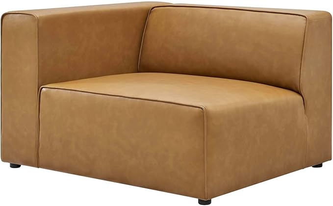 Modway Mingle Vegan Leather 7-Piece Sectional Sofa in Tan
