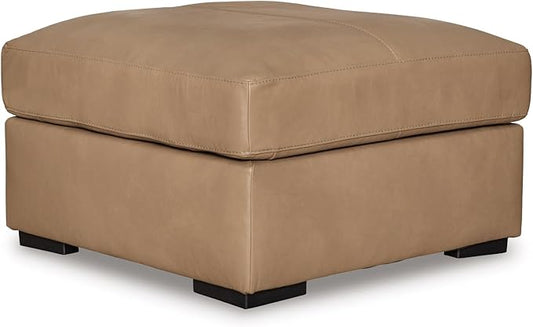 Signature Design by Ashley Bandon Contemporary Leather Match Upholstered Oversized Accent Ottoman, Light Brown