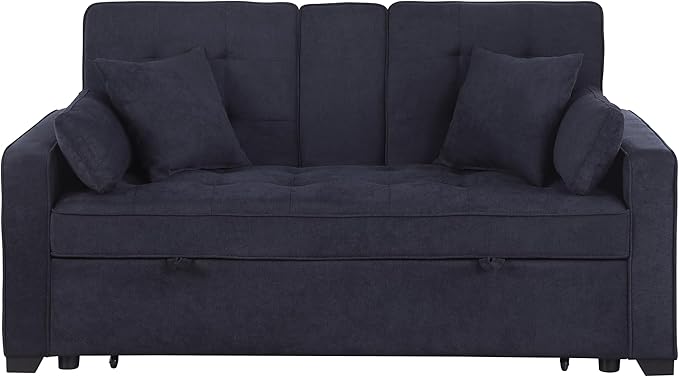 ERYE 70-Inch Loveseat Sleeper Pull Out Sleeper Couch Bed and Drop-Down Cupholders, 3 in 1 Convertible Sleeper Sofa Bed Oversized Tufted Lounge Daybed with Reclining Backrest | Cup Holder, USB-C Charging Ports