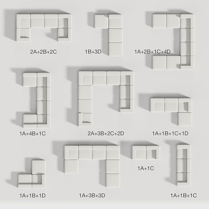 Novilla 106" Modular Sectional Sofa, Modern Cloud Sectional Couch with Smarts Coil® Support, U-Shape Boneless Couch for Living Room Apartments, No Assembly Required, Beige (3 Seat w/ 2 Ottoman)