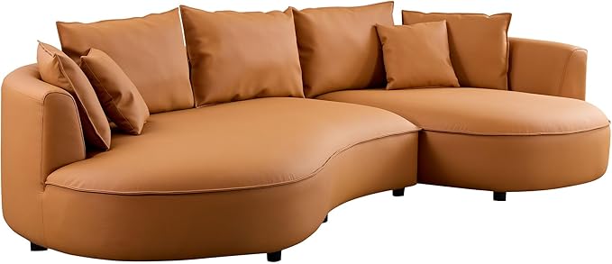 ERYE Luxury Curved Upholstered Sectional Sofa for Living Room, 129" Oversized Unique Curved Leisure Sofa Couch with Right Facing Chaise Lounge & 7 Pillows for Home Apartment
