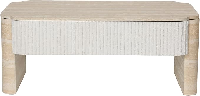 39" Lift Top Coffee Table with Hidden Storage, Faux Marble Lift Pull Up Tabletop for Living Room, Modern Wooden Rectangular Coffee Table, Beige Mars Pattern
