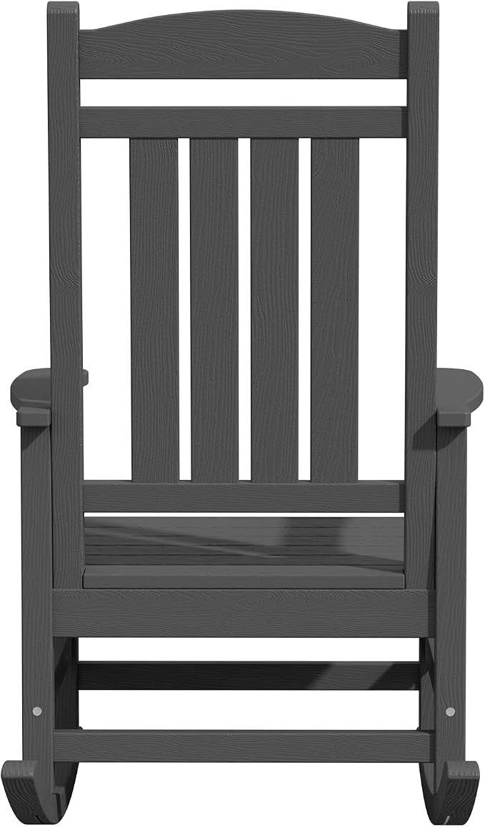 KINGYES Oversized Outdoor Rocking Chairs, HDPE All-Weather Patio Rocking Chairs High Back Porch Rocker for Adult, Gray - Image 11