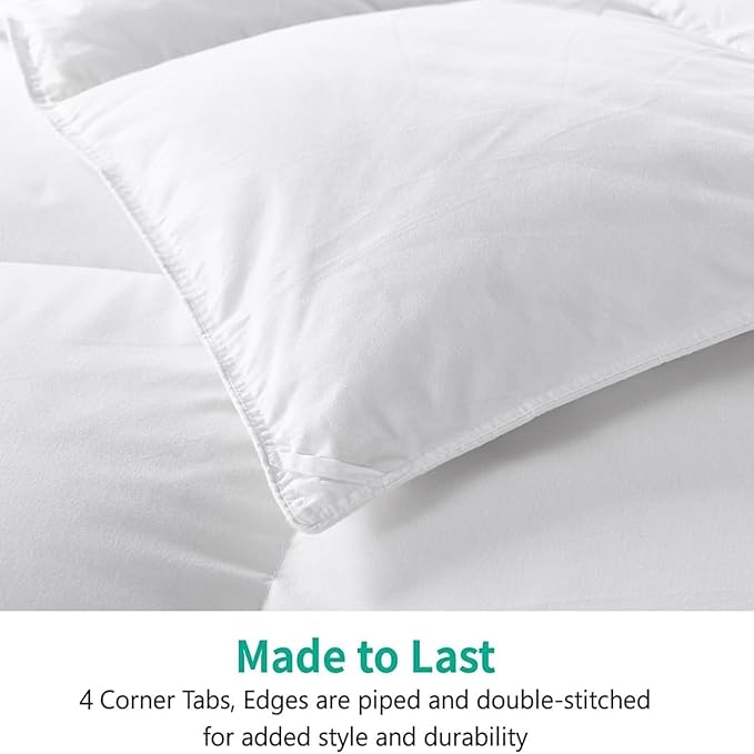 APSMILE Twin Size Feathers Down Comforter - Ultra Soft All Seasons 100% Organic Cotton Duvet Insert Medium Warm Quilted Bed Comforter with Corner Tabs (68x90,Ivory White)