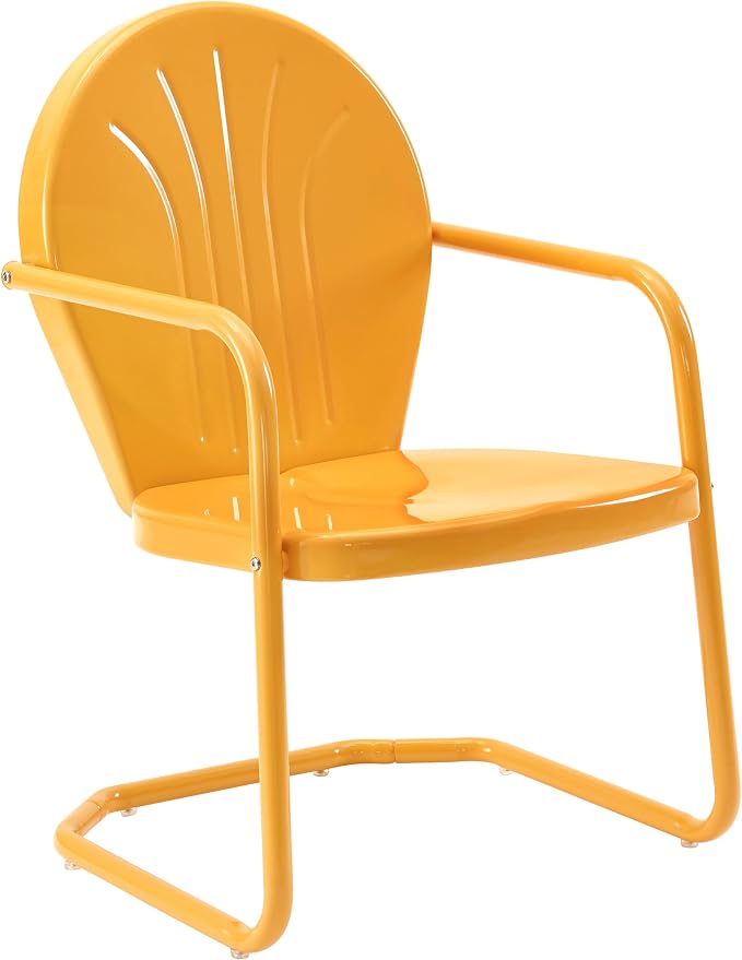 Crosley Furniture Griffith Outdoor Chair, Retro Metal Patio Chairs for Dining, Porch, Deck, Balcony, Tangerine by CrosleyFurniture