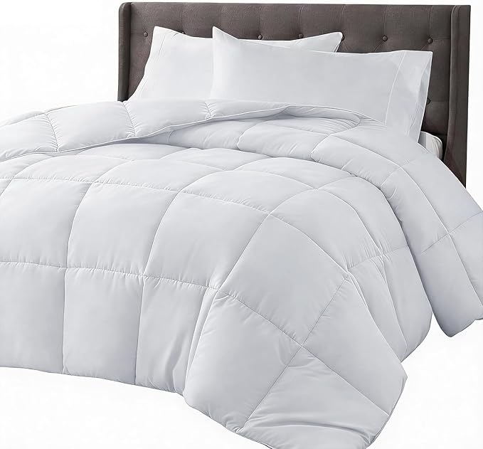 COHOME Quilted Twin/Twin XL Comforter - All-Season Down Alternative Duvet Insert - Luxury Hotel Cooling Pure White Comforter with Anti-Clump Tech & 8 Tabs - Reversible （64"x88"）