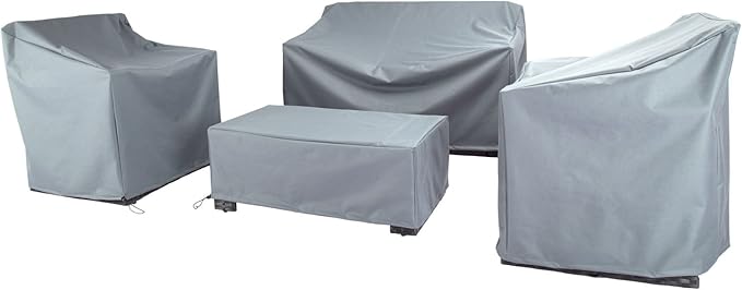 Patio Furniture Covers,Outdoor Furniture Cover Waterproof,Patio Furniture Set Covers for 4 Piece Outdoor Conversation Set,Patio Covers Set (Grey) by BANER+GARDEN