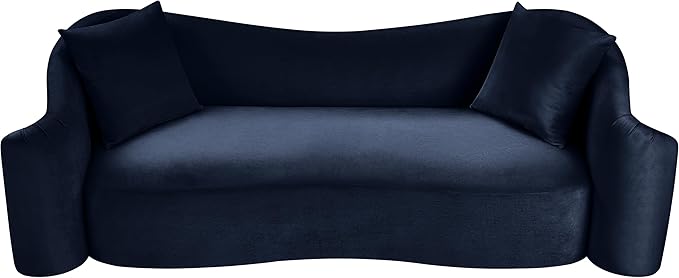 Meridian Furniture 44052Navy-S Destin Collection Modern | Contemporary Sofa with Ultra Luxe Navy 460 GSM Velvet, Rich Curves, 91" W x 34.5" D x 31" H, Navy