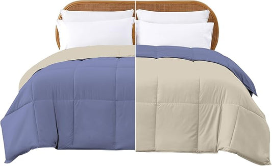 Modern Threads Down Alternative Reversible Comforter Blue/Cream Queen