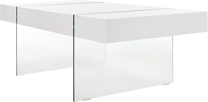 Safavieh Home Jacob White and Glass Leg Coffee Table