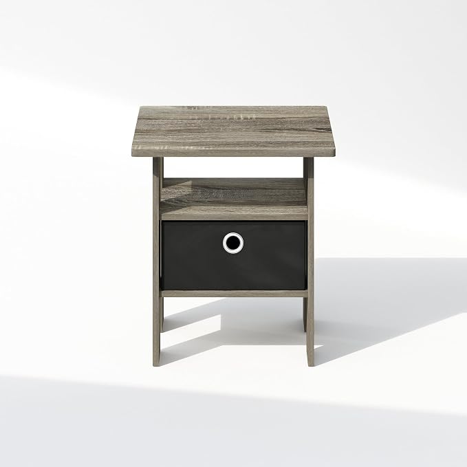 Furinno TIDUR Night Stand, Open Shelf Design Nightstand with Storage Bin, Bedside Table, End Table, Side Table, for Bedroom, Closet, Dorm, French Oak - Image 6